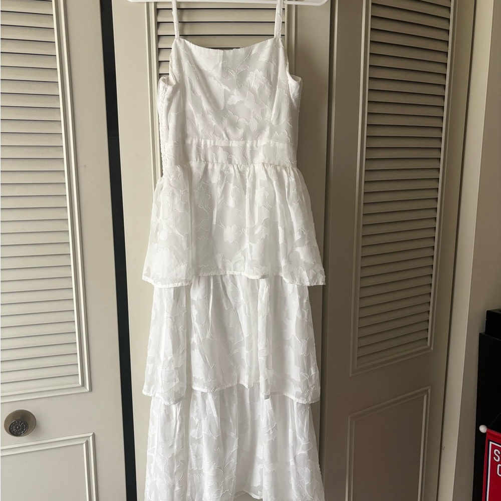 Lulu's White Tiered Ruffled Midi Sundress